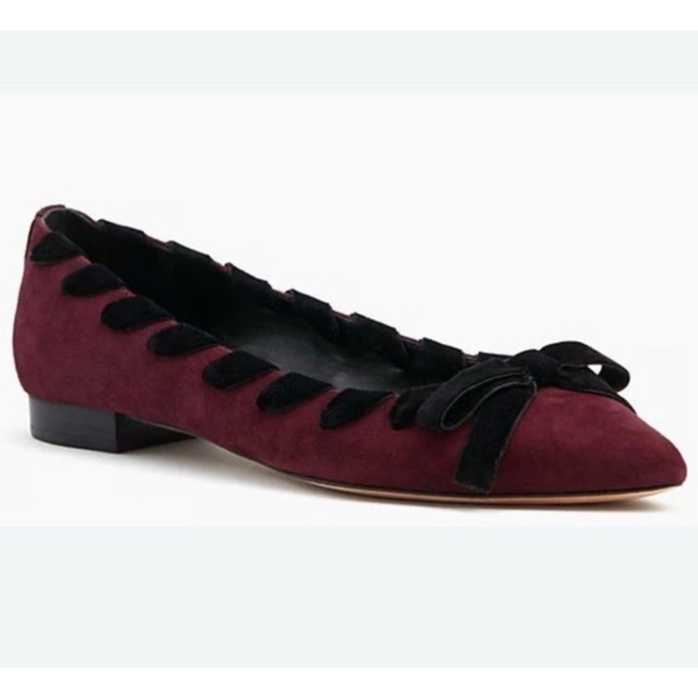 NEW Kate Spade Kalani Flats Deep Cherry Burgundy Kid Suede Women's 9M